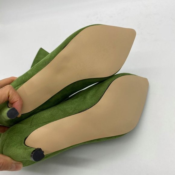 Green Closed Point Toe Boots Comfort Pleated Zippe - Picture 7 of 10